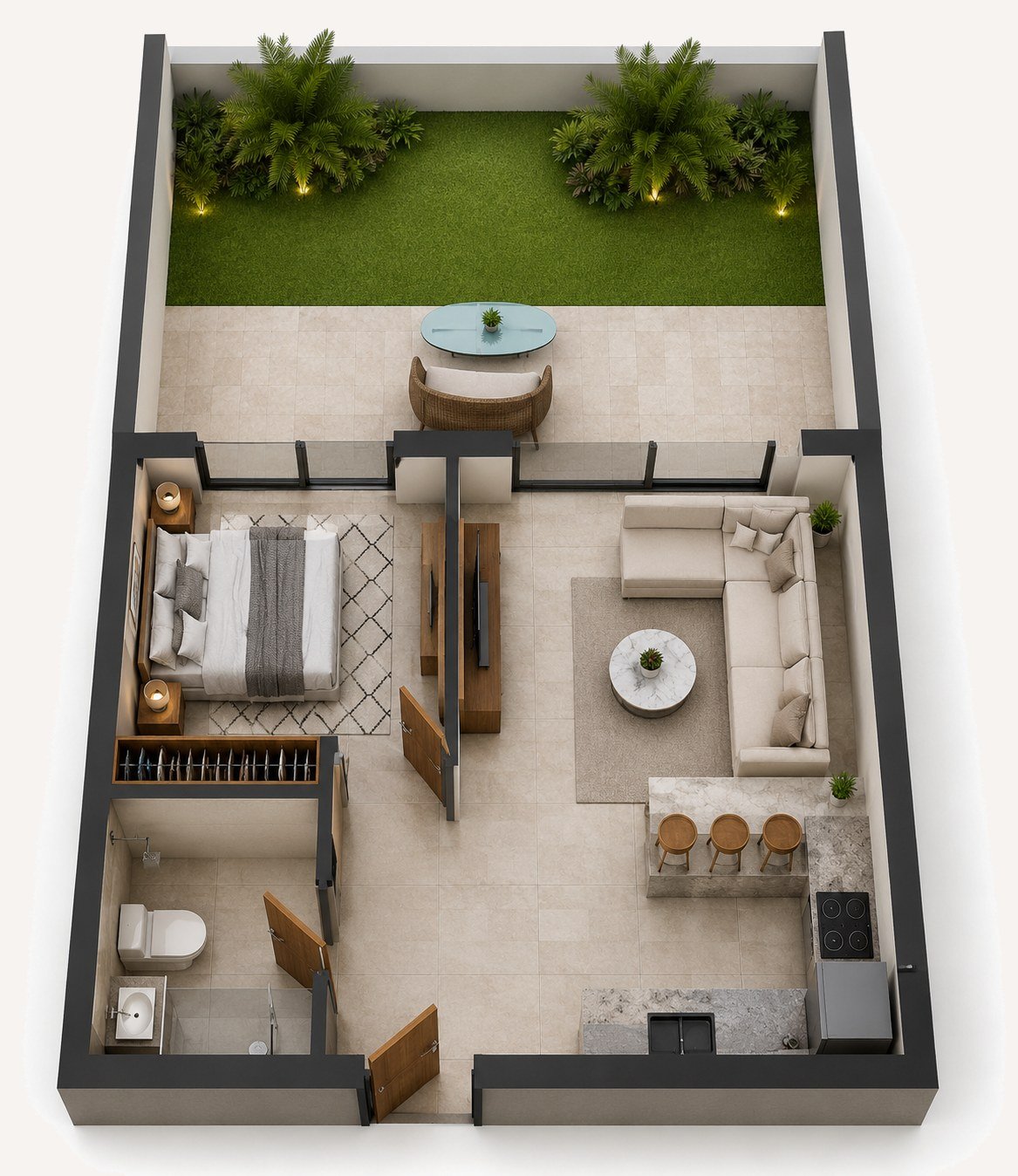 Plan F2 (Avec Jardin) — BO LIVING