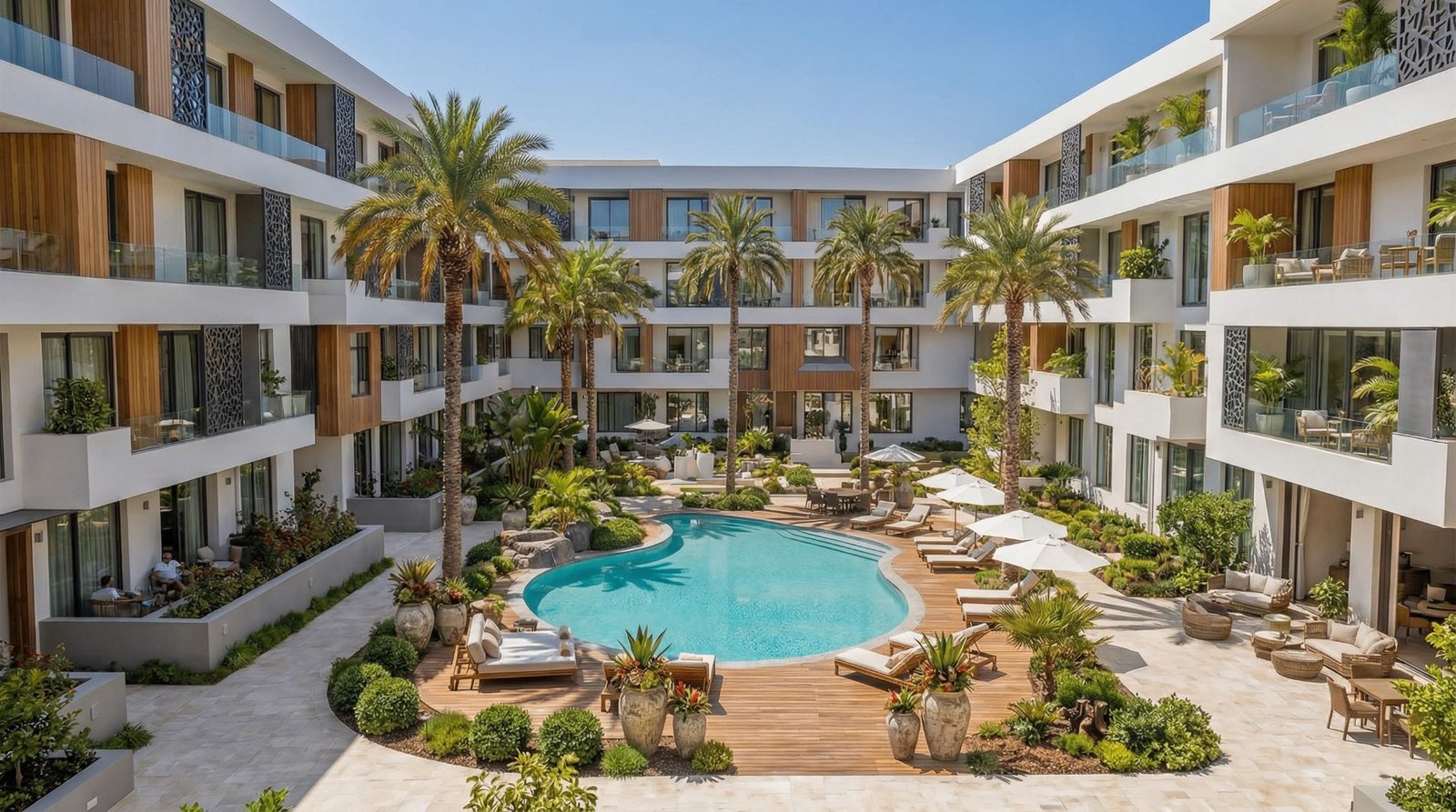 Patio paysager de The Pearl Plaza — Palladium Properties, Agadir